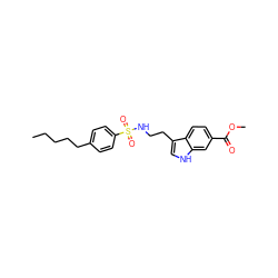 CCCCCc1ccc(S(=O)(=O)NCCc2c[nH]c3cc(C(=O)OC)ccc23)cc1 ZINC000014978352