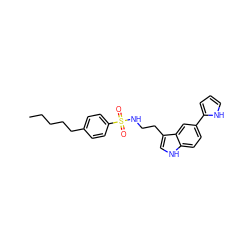 CCCCCc1ccc(S(=O)(=O)NCCc2c[nH]c3ccc(-c4ccc[nH]4)cc23)cc1 ZINC000014978356