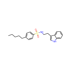 CCCCCc1ccc(S(=O)(=O)NCCc2c[nH]c3ccccc23)cc1 ZINC000014978301