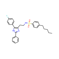 CCCCCc1ccc(S(=O)(=O)NCCc2nc(-c3ccccc3)[nH]c2-c2ccc(F)cc2)cc1 ZINC000014978175