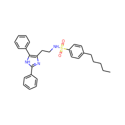 CCCCCc1ccc(S(=O)(=O)NCCc2nc(-c3ccccc3)[nH]c2-c2ccccc2)cc1 ZINC000014978168