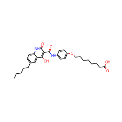 CCCCCc1ccc2[nH]c(=O)c(C(=O)Nc3ccc(OCCCCCCCC(=O)O)cc3)c(O)c2c1 ZINC000013440360