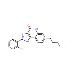 CCCCCc1ccc2c(c1)[nH]c(=O)c1nc(-c3ccccc3Cl)[nH]c12 ZINC000096270723