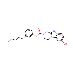 CCCCCc1cccc(OC(=O)N2CCc3c([nH]c4ccc(O)cc34)C2)c1 ZINC000095593913