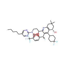 CCCCCc1cnc(N2CCC(c3nc4c(c(C5CCC(F)(F)CC5)c3[C@@H](F)c3ccc(C(F)(F)F)cc3)[C@@H](O)CC(C)(C)C4)CC2)nc1 ZINC000200016764