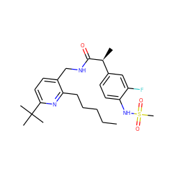 CCCCCc1nc(C(C)(C)C)ccc1CNC(=O)[C@@H](C)c1ccc(NS(C)(=O)=O)c(F)c1 ZINC001772580605