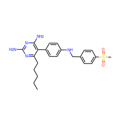 CCCCCc1nc(N)nc(N)c1-c1ccc(NCc2ccc(S(C)(=O)=O)cc2)cc1 ZINC000028572458