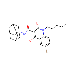 CCCCCn1c(=O)c(C(=O)NC23CC4CC(CC(C4)C2)C3)c(O)c2cc(Br)ccc21 ZINC000101431586