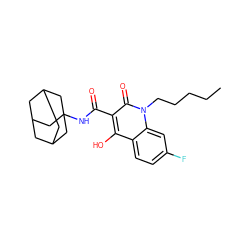 CCCCCn1c(=O)c(C(=O)NC23CC4CC(CC(C4)C2)C3)c(O)c2ccc(F)cc21 ZINC000653745033