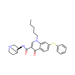 CCCCCn1cc(C(=O)N[C@@H]2CN3CCC2CC3)c(=O)c2ccc(Sc3ccccc3)cc21 ZINC000095574799