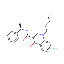 CCCCCn1cc(C(=O)N[C@H](C)c2ccccc2)c(=O)c2ccc(F)cc21 ZINC000040431001