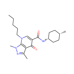 CCCCCn1cc(C(=O)N[C@H]2CC[C@@H](C)CC2)c(=O)c2c(C)nn(C)c21 ZINC000101658377