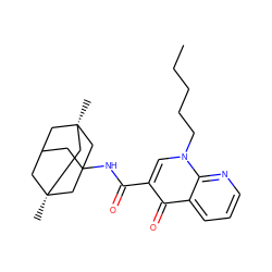 CCCCCn1cc(C(=O)NC23CC4C[C@](C)(C2)C[C@@](C)(C4)C3)c(=O)c2cccnc21 ZINC000028864737