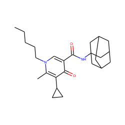 CCCCCn1cc(C(=O)NC23CC4CC(CC(C4)C2)C3)c(=O)c(C2CC2)c1C ZINC000095555113