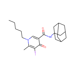 CCCCCn1cc(C(=O)NC23CC4CC(CC(C4)C2)C3)c(=O)c(I)c1C ZINC000095554923