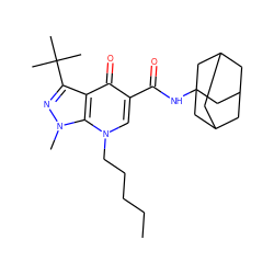 CCCCCn1cc(C(=O)NC23CC4CC(CC(C4)C2)C3)c(=O)c2c(C(C)(C)C)nn(C)c21 ZINC000095594024