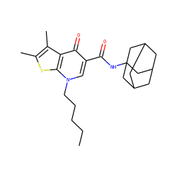 CCCCCn1cc(C(=O)NC23CC4CC(CC(C4)C2)C3)c(=O)c2c(C)c(C)sc21 ZINC000095594391