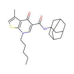 CCCCCn1cc(C(=O)NC23CC4CC(CC(C4)C2)C3)c(=O)c2c(C)csc21 ZINC000095593566