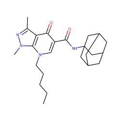 CCCCCn1cc(C(=O)NC23CC4CC(CC(C4)C2)C3)c(=O)c2c(C)nn(C)c21 ZINC000095597564