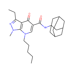 CCCCCn1cc(C(=O)NC23CC4CC(CC(C4)C2)C3)c(=O)c2c(CC)nn(C)c21 ZINC000095596514