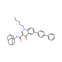 CCCCCn1cc(C(=O)NC23CC4CC(CC(C4)C2)C3)c(=O)c2cc(-c3ccc(-c4ccccc4)cc3)ccc21 ZINC000058581860