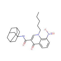 CCCCCn1cc(C(=O)NC23CC4CC(CC(C4)C2)C3)c(=O)c2cccc([N+](=O)[O-])c21 ZINC000072105947