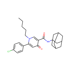 CCCCCn1cc(C(=O)NC23CC4CC(CC(C4)C2)C3)c(=O)cc1-c1ccc(Cl)cc1 ZINC000066263976