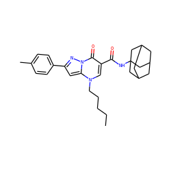 CCCCCn1cc(C(=O)NC23CC4CC(CC(C4)C2)C3)c(=O)n2nc(-c3ccc(C)cc3)cc12 ZINC000096908228