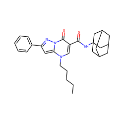 CCCCCn1cc(C(=O)NC23CC4CC(CC(C4)C2)C3)c(=O)n2nc(-c3ccccc3)cc12 ZINC000096908223