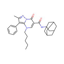 CCCCCn1cc(C(=O)NC23CC4CC(CC(C4)C2)C3)c(=O)n2nc(C)c(-c3ccccc3)c12 ZINC000096908219