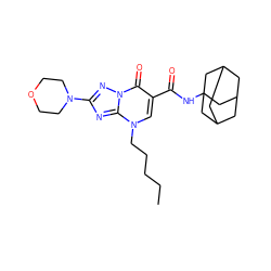 CCCCCn1cc(C(=O)NC23CC4CC(CC(C4)C2)C3)c(=O)n2nc(N3CCOCC3)nc12 ZINC000653717842