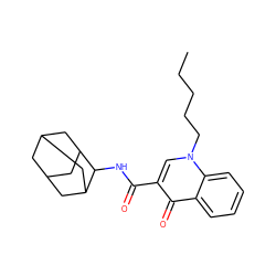 CCCCCn1cc(C(=O)NC2C3CC4CC(C3)CC2C4)c(=O)c2ccccc21 ZINC000013678325