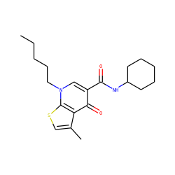 CCCCCn1cc(C(=O)NC2CCCCC2)c(=O)c2c(C)csc21 ZINC000095596625