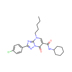 CCCCCn1cc(C(=O)NC2CCCCC2)c(=O)n2nc(-c3ccc(Cl)cc3)nc12 ZINC000653742688