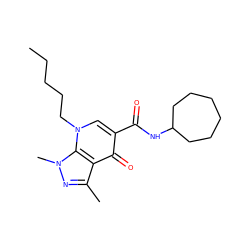 CCCCCn1cc(C(=O)NC2CCCCCC2)c(=O)c2c(C)nn(C)c21 ZINC000095593349