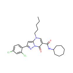 CCCCCn1cc(C(=O)NC2CCCCCC2)c(=O)n2nc(-c3ccc(Cl)cc3Cl)cc12 ZINC000096908236