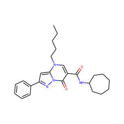 CCCCCn1cc(C(=O)NC2CCCCCC2)c(=O)n2nc(-c3ccccc3)cc12 ZINC000096908222