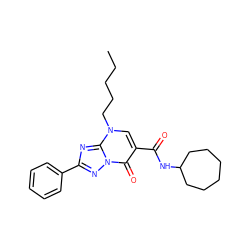 CCCCCn1cc(C(=O)NC2CCCCCC2)c(=O)n2nc(-c3ccccc3)nc12 ZINC000653722054