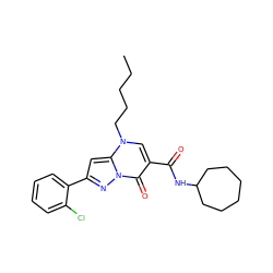 CCCCCn1cc(C(=O)NC2CCCCCC2)c(=O)n2nc(-c3ccccc3Cl)cc12 ZINC000096908230