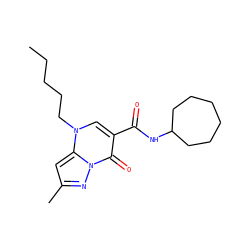 CCCCCn1cc(C(=O)NC2CCCCCC2)c(=O)n2nc(C)cc12 ZINC000096908239