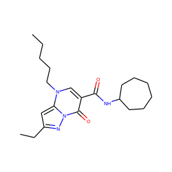 CCCCCn1cc(C(=O)NC2CCCCCC2)c(=O)n2nc(CC)cc12 ZINC000096908244