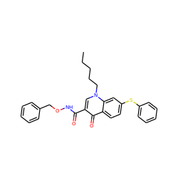 CCCCCn1cc(C(=O)NOCc2ccccc2)c(=O)c2ccc(Sc3ccccc3)cc21 ZINC000095575319