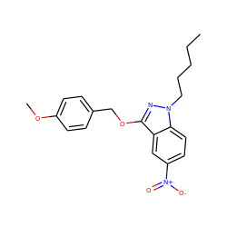 CCCCCn1nc(OCc2ccc(OC)cc2)c2cc([N+](=O)[O-])ccc21 ZINC000103263938