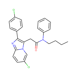 CCCCN(C(=O)Cc1c(-c2ccc(Cl)cc2)nc2ccc(Cl)cn12)c1ccccc1 ZINC000013607350