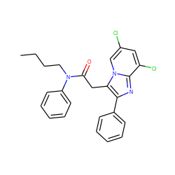 CCCCN(C(=O)Cc1c(-c2ccccc2)nc2c(Cl)cc(Cl)cn12)c1ccccc1 ZINC000013607344