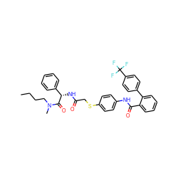 CCCCN(C)C(=O)[C@@H](NC(=O)CSc1ccc(NC(=O)c2ccccc2-c2ccc(C(F)(F)F)cc2)cc1)c1ccccc1 ZINC000049938120