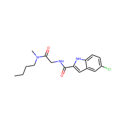 CCCCN(C)C(=O)CNC(=O)c1cc2cc(Cl)ccc2[nH]1 ZINC000028129675