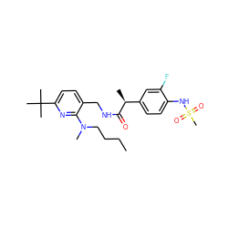 CCCCN(C)c1nc(C(C)(C)C)ccc1CNC(=O)[C@@H](C)c1ccc(NS(C)(=O)=O)c(F)c1 ZINC001772620080