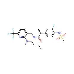 CCCCN(C)c1nc(C(F)(F)F)ccc1CNC(=O)[C@@H](C)c1ccc(NS(C)(=O)=O)c(F)c1 ZINC000095578612