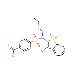 CCCCN(C1=C(Br)c2ccccc2S1(=O)=O)S(=O)(=O)c1ccc(C(=O)O)cc1 ZINC000115233309